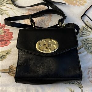Emma Fox Crossbody Leather Bag with gold hardware and handle strap
